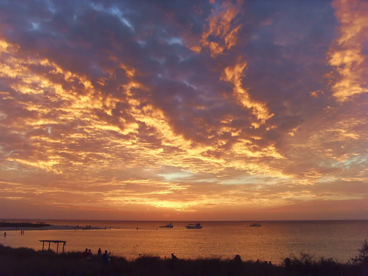Sunset over the water at Coral Bay
